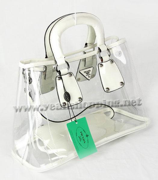 Prada Transparent PVC Medium Tote Bag in Offwhite-1