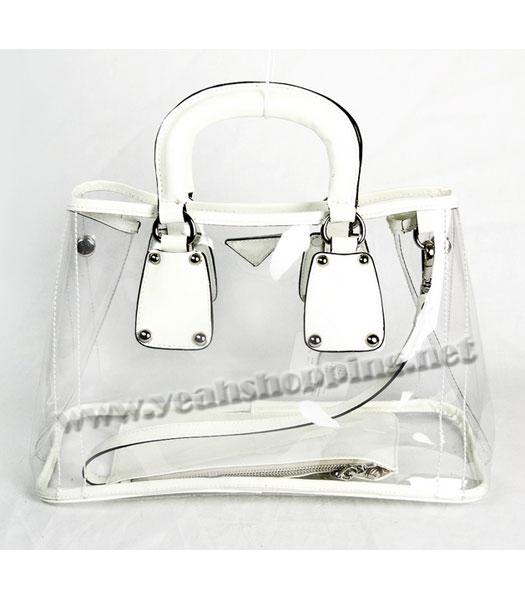 Prada Transparent PVC Medium Tote Bag in Offwhite-3