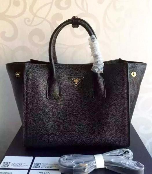 Prada Vitello BN2693 Women Shopping Tote With Black Leather