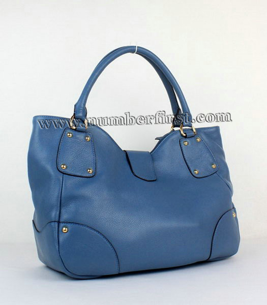 Prada Vitello Calfskin Tote Bag in Light Blue Calf Leather-1