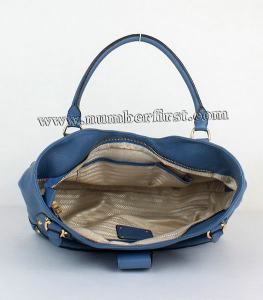 Prada Vitello Calfskin Tote Bag in Light Blue Calf Leather-4