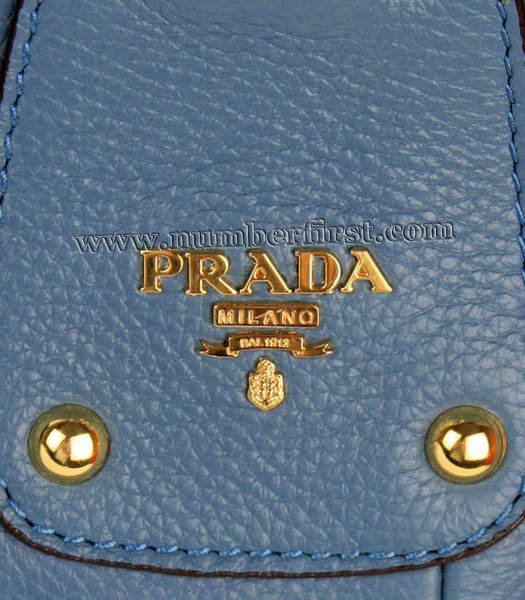 Prada Vitello Calfskin Tote Bag in Light Blue Calf Leather-6