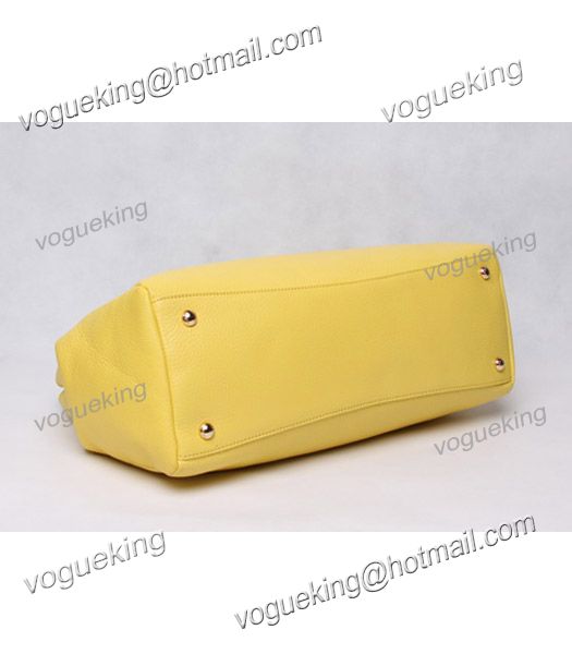 Prada Vitello Daino Lemon Yellow Leather Large Tote Bag-3
