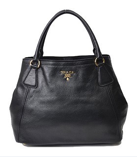 Prada Vitello Daino Original Leather Handbag Black