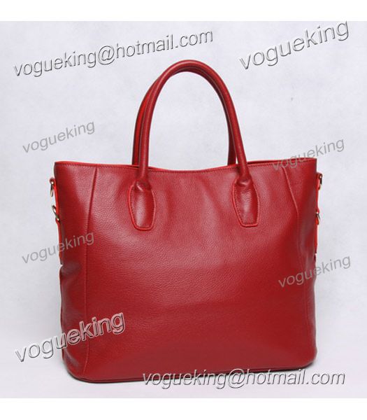 Prada Vitello Daino Red Leather Shopping Tote Bag-2