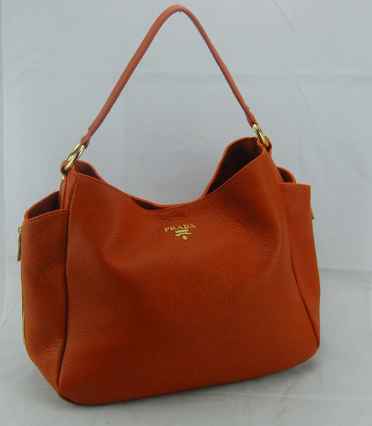 Prada Vitello Daino Tote Bag in Orange Leather