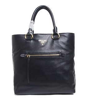 Prada Vitello Daino Tote Bag in Peonia Original Leather Black