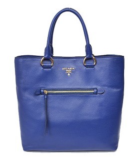 Prada Vitello Daino Tote Bag in Peonia Original Leather Blue