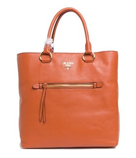 Prada Vitello Daino Tote Bag in Peonia Original Leather Orange