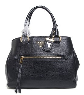 Prada Vitello Daino Woman Handbag in Black Original Leather