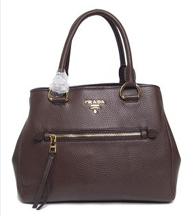 Prada Vitello Daino Woman Handbag in Coffee Original Leather