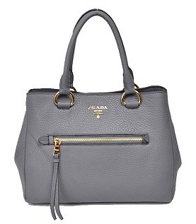 Prada Vitello Daino Woman Handbag in Grey Original Leather