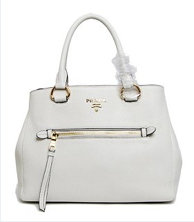 Prada Vitello Daino Woman Handbag in White Original Leather