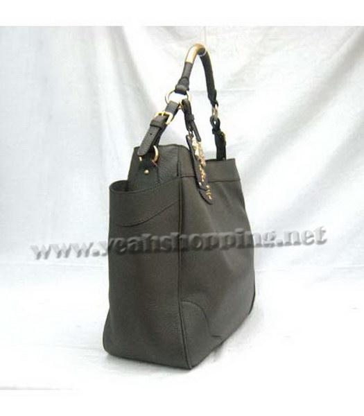 Prada Vitello Danino Tote Bag Dark Grey-2