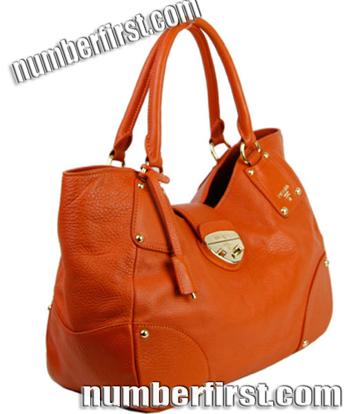Prada Vitello Imported Calfskin Leather Tote Bag Orange-2