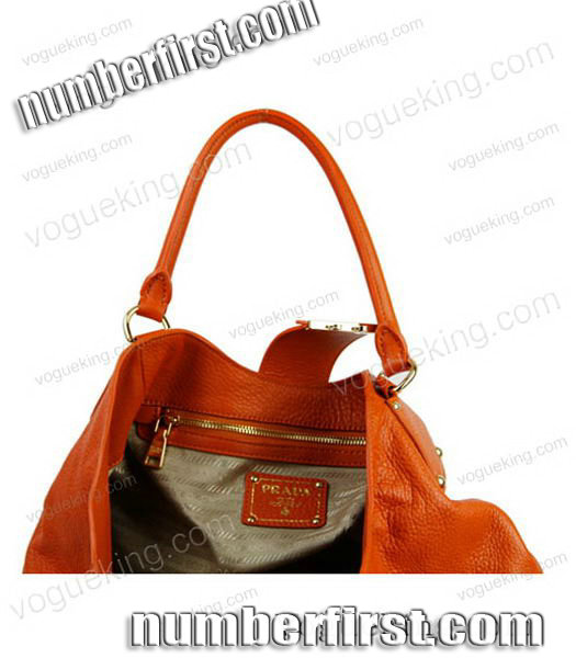 Prada Vitello Imported Calfskin Leather Tote Bag Orange-6