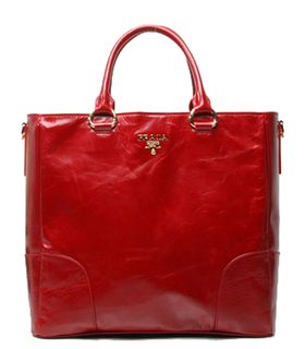 Prada Vitello Red Original Oil Leather Tote Bag