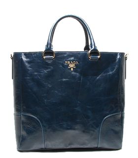 Prada Vitello Sapphire Blue Original Oil Leather Tote Bag