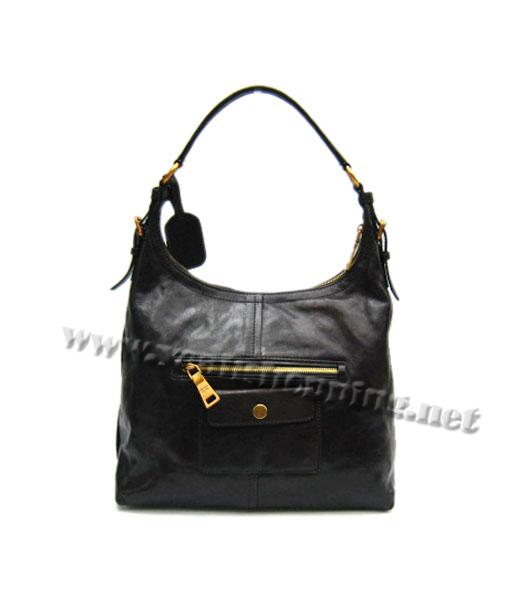 Prada Vitello Shine Leather Hobo Bag in Black_BR4315-1
