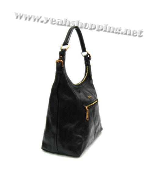Prada Vitello Shine Leather Hobo Bag in Black_BR4315-2