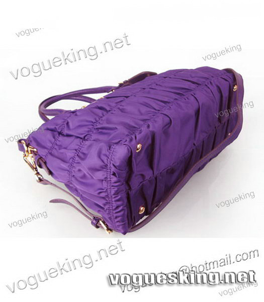 Prada Waterproof With Dark Purple Leather Tote Shoulder Bag-4