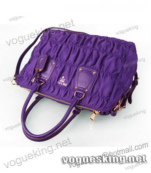 Prada Waterproof With Dark Purple Leather Tote Shoulder Bag-5