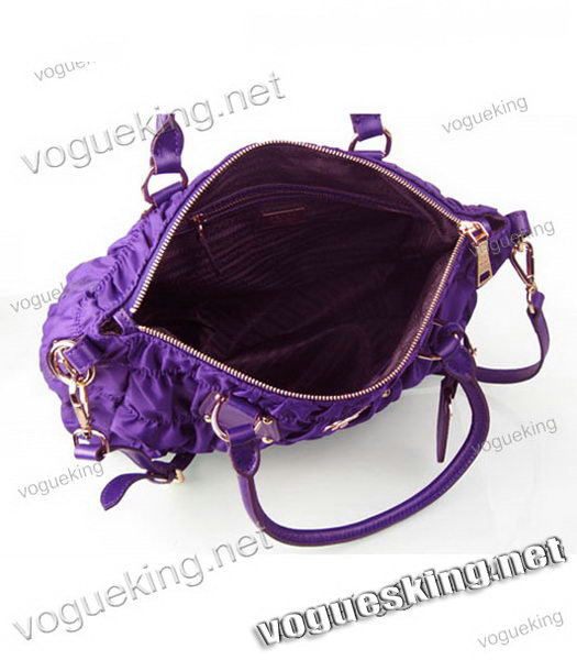 Prada Waterproof With Dark Purple Leather Tote Shoulder Bag-6