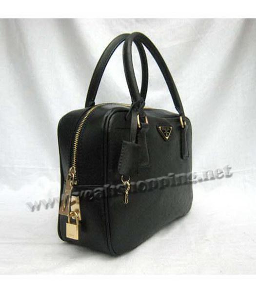 Prada Zip Top Tote Bag Ostrich Pattern Black-1