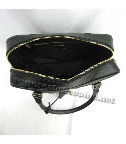 Prada Zip Top Tote Bag Ostrich Pattern Black-4