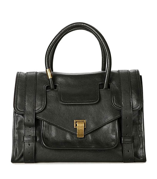 Proenza Schouler PS1 Lambskin Leather Large Satchel Bag Black-1
