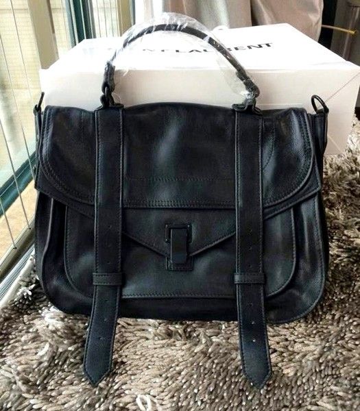 Proenza Schouler PS1 Lambskin Leather Large Satchel Bag Black