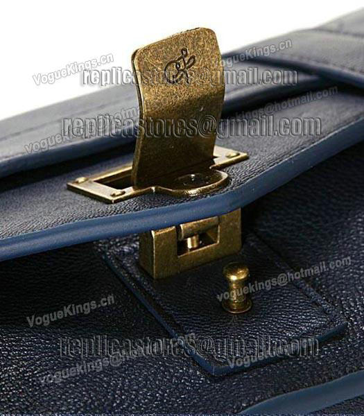 Proenza Schouler PS1 Pochette Clutch Bag Sapphire Blue Leather Golden Metal-2