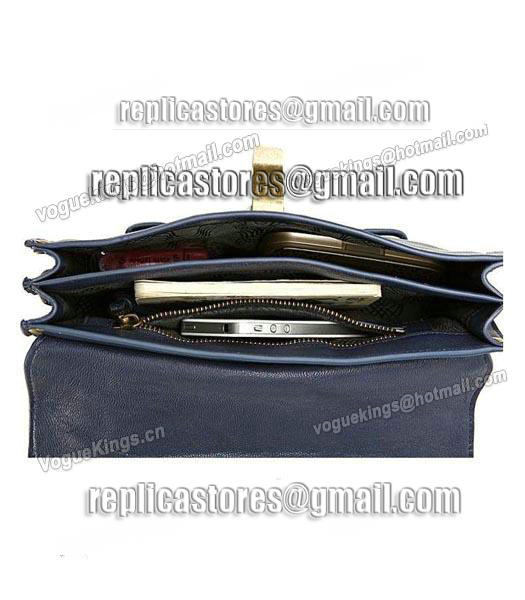 Proenza Schouler PS1 Pochette Clutch Bag Sapphire Blue Leather Golden Metal-4