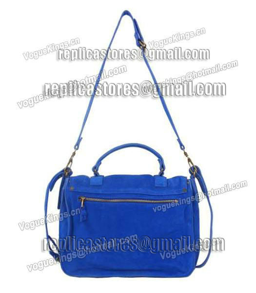 Proenza Schouler PS1 Small Satchel Bag Blue Suede Leather-2