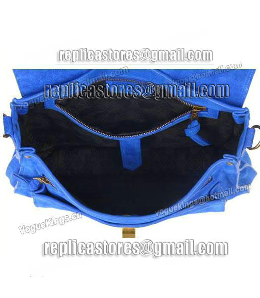 Proenza Schouler PS1 Small Satchel Bag Blue Suede Leather-5