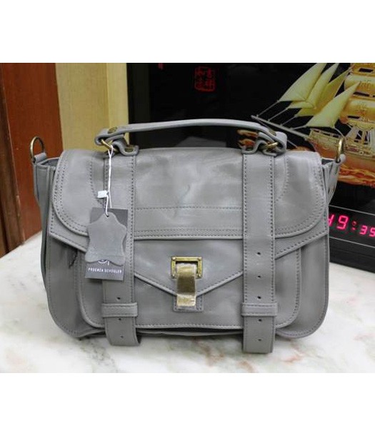 Proenza Schouler PS1 Small Satchel Bag Lambskin Leather Grey
