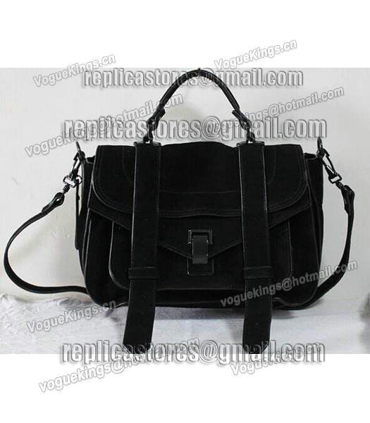 Proenza Schouler PS1 Small Satchel Bag Suede Leather Black-1