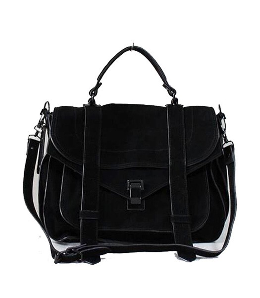 Proenza Schouler PS1 Small Satchel Bag Suede Leather Black