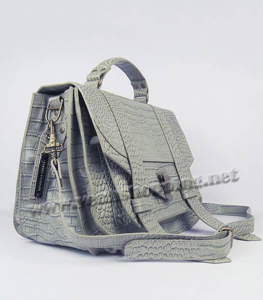 Proenza Schouler Suede PS1 Satchel Bag in Grey Croc Veins-1