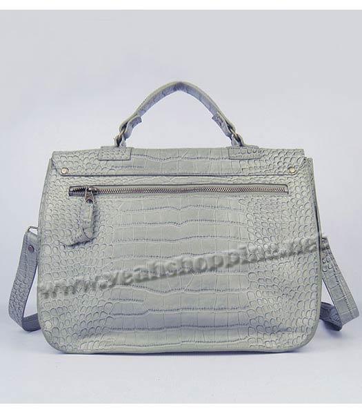 Proenza Schouler Suede PS1 Satchel Bag in Grey Croc Veins-2