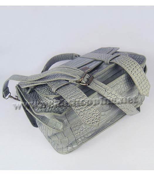 Proenza Schouler Suede PS1 Satchel Bag in Grey Croc Veins-3
