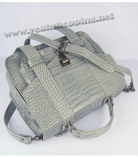 Proenza Schouler Suede PS1 Satchel Bag in Grey Croc Veins-4