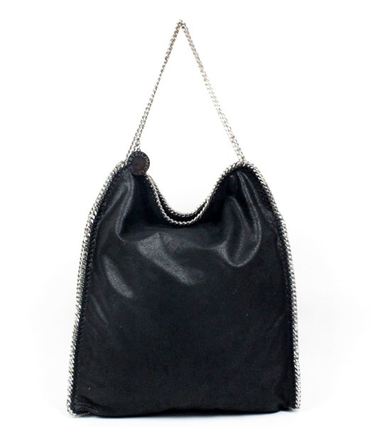 Stella McCartney Black Leather Shoulder Handbag Silver Chain