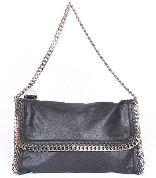 Stella McCartney Falabella Black Shoulder Bag PVC Leather Silver Chain