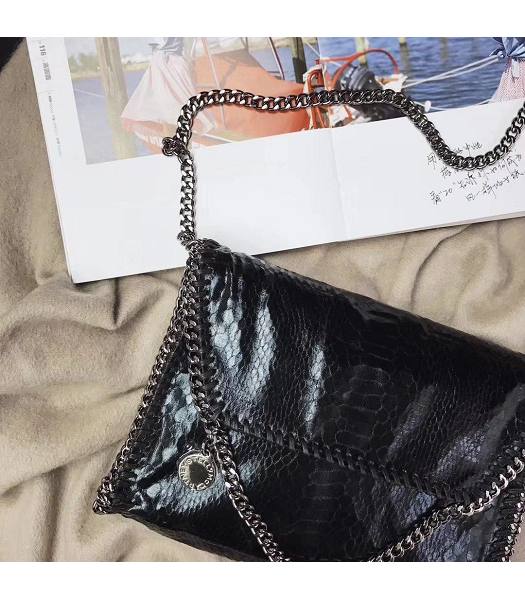 Stella McCartney Falabella Black Snake Veins Oil Wax 22cm Shoulder Bag-2