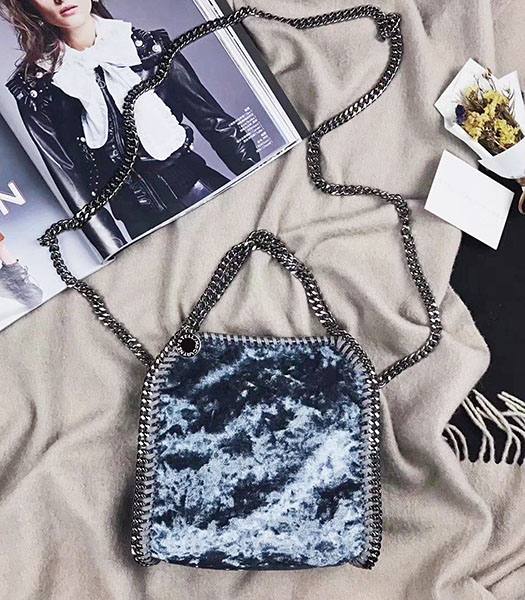Stella McCartney Falabella Blue Velvet 16cm Tote Shoulder Bag
