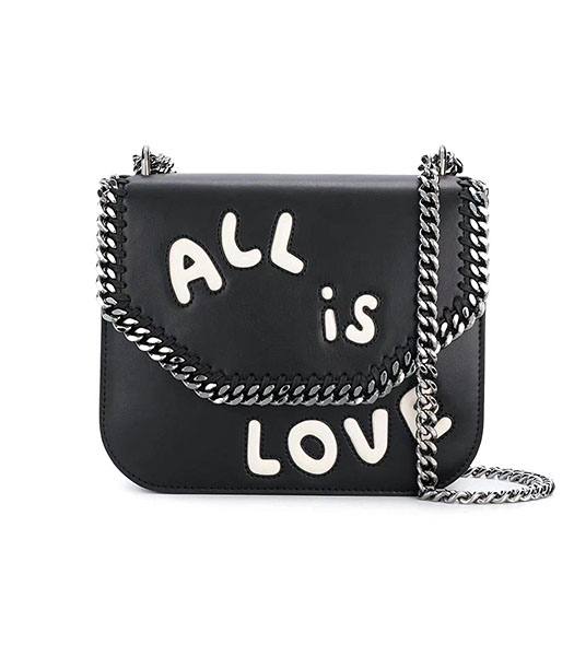Stella McCartney Falabella Box All Is Love Black Napa 20cm Shoulder Bag