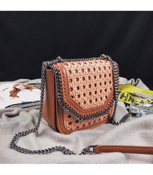 Stella McCartney Falabella Box Brown Weave Wicker Polyester Fiber 16cm Shoulder Bag-1