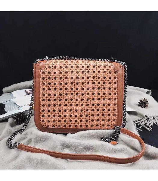 Stella McCartney Falabella Box Brown Weave Wicker Polyester Fiber 24cm Shoulder Bag-1