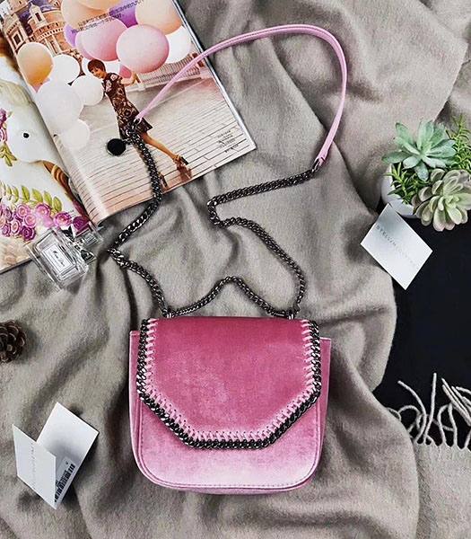 Stella McCartney Falabella Box Pink Velvet 16cm Shoulder Bag